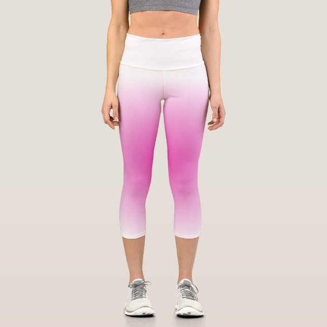 Rosa Weiß Niedlich Moderne Elegante Template Fraue Capri Leggings (Vorderseite)