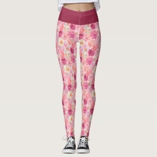 Rosa Weiß Rosafarben Magenta Blumen Floral Weiblic Leggings