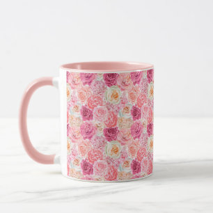 Rosa Weiß Rosé Rosa Magenta Blumen  Tasse
