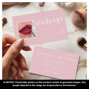 Rosa Weiß Typografie Einfache Foto-Make-up Visitenkarte