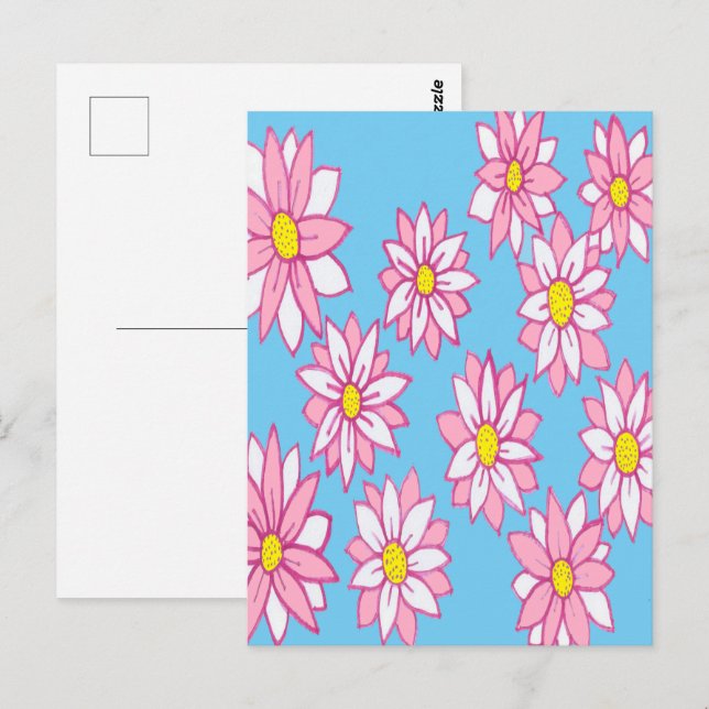 Rosa weiß und blau postkarte (Vorne/Hinten)