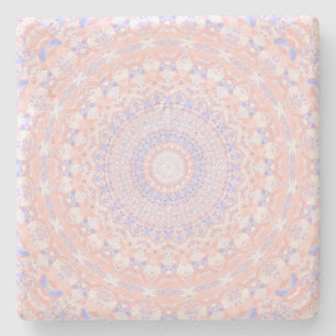Rosa, Weiß und Blauer Kaleidoskop Steinuntersetzer