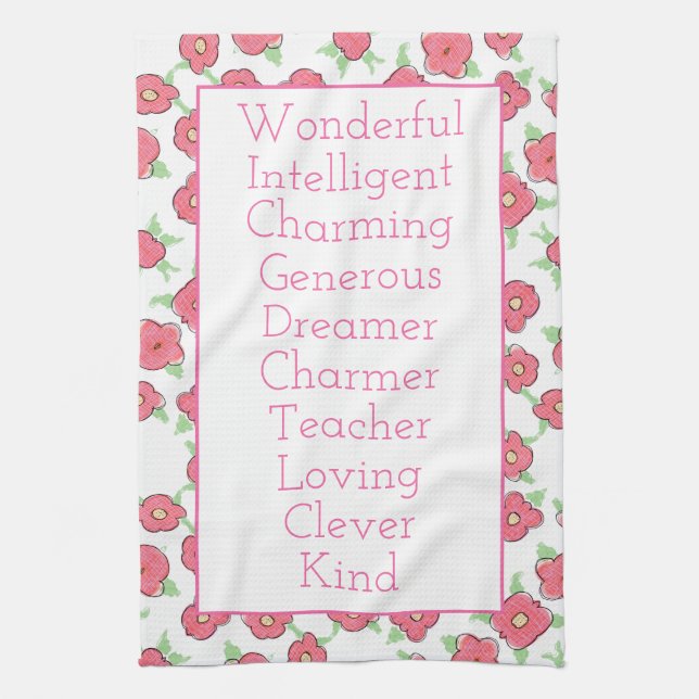 Rosa weiß und grün geschirrtuch (Vertikal)