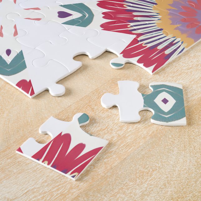 Rosa, Weiß und Lila Aquarellblume Puzzle (Seite)