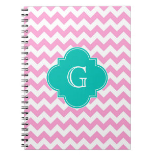 Rosa weiß Zickzack Zigzag Aquamarine Quatrefolie M Notizblock