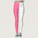 Rosa, weiß, zweifarbig gespalten leggings<br><div class="desc">Rosa und Weiß,  zwei Töne gespaltene Farbhalbseiten gestalten Leggings. #twotoneleggings #colorsplitgings</div>