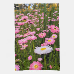 Rosa + Weiße australische native Wiesenblumen Geschirrtuch