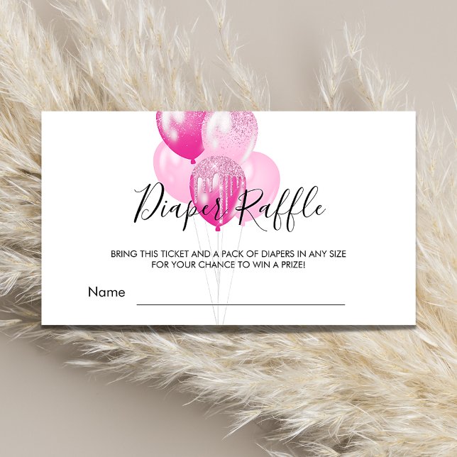 Rosa, weiße Ballons Mädchen Duschdusche Windel Tom Begleitkarte (Von Creator hochgeladen)
