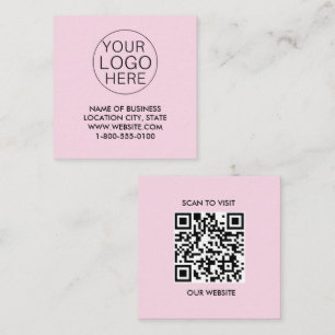 Rosa weiße, benutzerdefinierte Logos und QR-Code Quadratische Visitenkarte