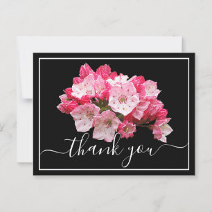Rosa/Weiße Berglorbeer Schwarz Rückseite Danke Postkarte