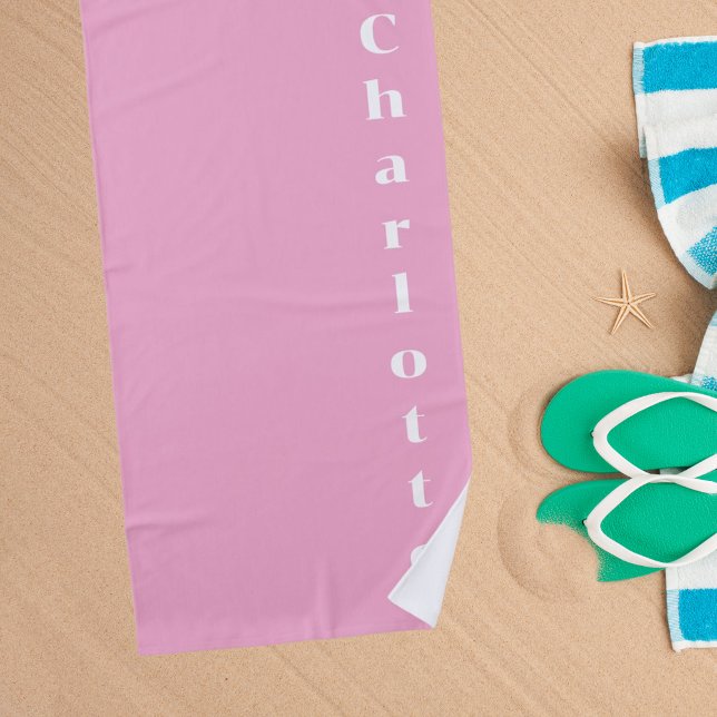 Rosa weiße Bezeichnung Strandtuch (Von Creator hochgeladen)