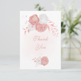 Rosa-weiße Blume botanische Hochzeit Dankeskarte