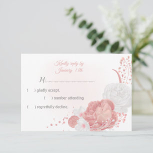 Rosa-weiße Blume botanischer UAWG ca RSVP Karte