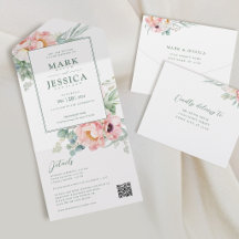 Rosa weiße Blume Einladung Hochzeit