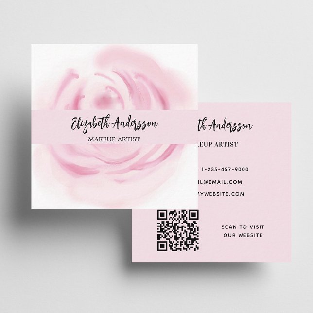 Rosa weiße Blume Foto QR Logo Quadratische Visitenkarte (Von Creator hochgeladen)