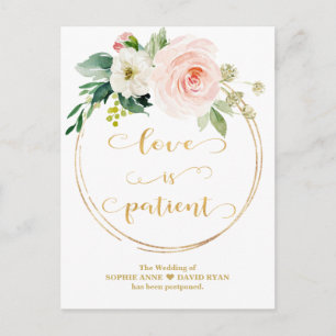 Rosa weiße Blume Liebe ist Geduld Hochzeit Postkarte