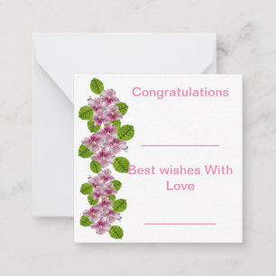 Rosa & Weiße Blumen Notizkarte Mitteilungskarte