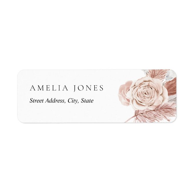 Rosa weiße Boho-Blume - Adressenaufschrift (Vorne)
