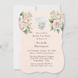 Rosa Weiße botanische Rose Bridal Tee Party Einladung