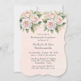 Rosa Weiße botanische Rose Bridesmaids Luncheon Einladung