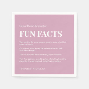 Rosa weiße Custom lustige Fakten Typografie Hochze Serviette