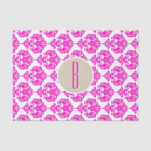 Rosa Weiße Damast Kraft Monogramm Buchstabe Initia Seidenpapier