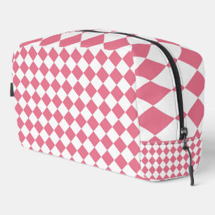 Rosa weiße Diamant-Schachbrett-Muster-Kulturtasche Waschbeutel