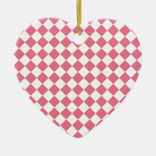 Rosa weiße Diamant-Schachbrettmuster-Verzierung Keramik Ornament
