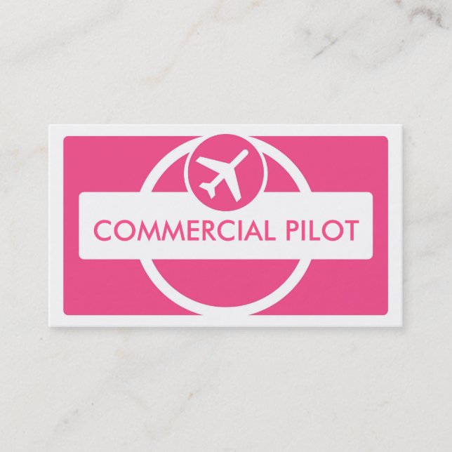 Rosa weiße, einfache, benutzerdefinierte Pilotkart Visitenkarte (Vorderseite)