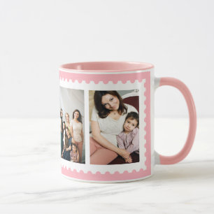 Rosa weiße Familien-Foto-Tasse des Tasse