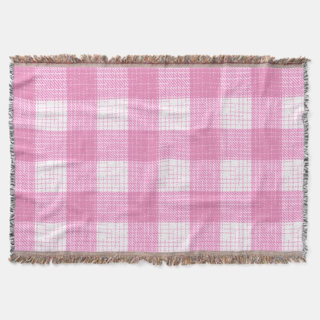 Rosa-weiße, fett karierte Gingham-Design  Decke (Vorderseite)
