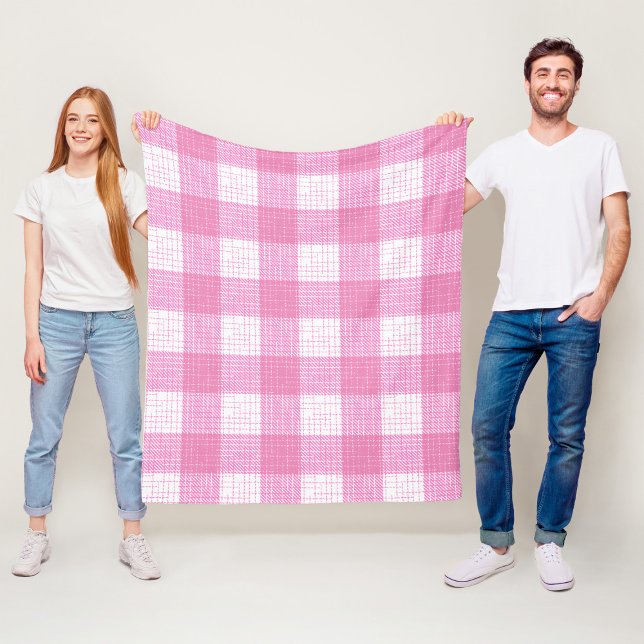 Rosa-weiße, fett karierte Karo-Design  Fleecedecke (Von Creator hochgeladen)