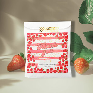 Rosa Weiße Florale Dankeschön Rote Erdbeeren Party Geschenktütchen