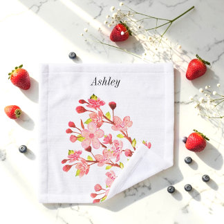 Rosa weiße florale Kirschblüte Waschlappen