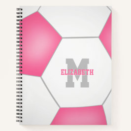 rosa weiße Fußball mit Monogramm Notizbuch