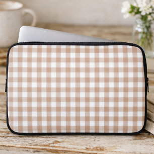 Rosa-weiße Gingham-Karo-Landreste-Muster Laptopschutzhülle
