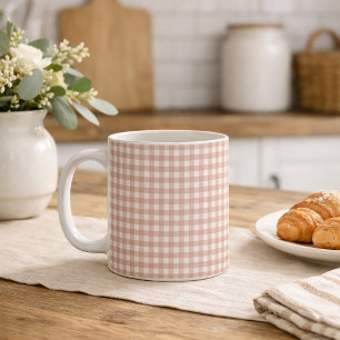 Rosa-weiße Gingham-Klassiker-Muster  Kaffeetasse