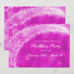 Rosa & Weiße Glitzer-Ascheputtel-Party für jedes E Einladung