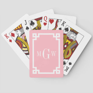 Rosa Weiße Griechische Schlüssel #2 Rahmen 3 Anfan Spielkarten