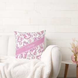 Rosa weiße gürtelförmige Netzakzente Kissen