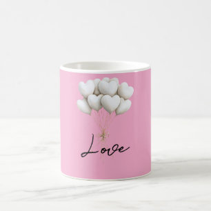 Rosa Weiße Herz-Ballons Liebe Kaffeetasse