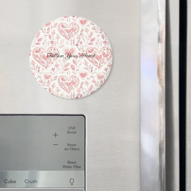 Rosa Weiße Herzen Magnet (In Situ (Kühlschrank))