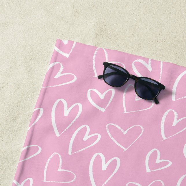 Rosa-weiße Herzmuster des Babys Strandtuch (Beispiel)