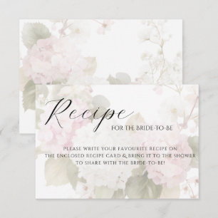 Rosa weiße Hortensien Elegante Rezeptkarte RSVP Karte