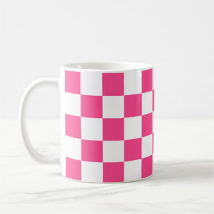 Rosa-weiße karierte Druckmuster Kaffeetasse