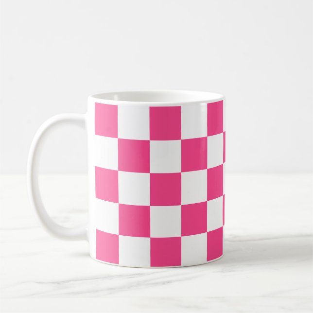 Rosa-weiße karierte Druckmuster Kaffeetasse (Links)
