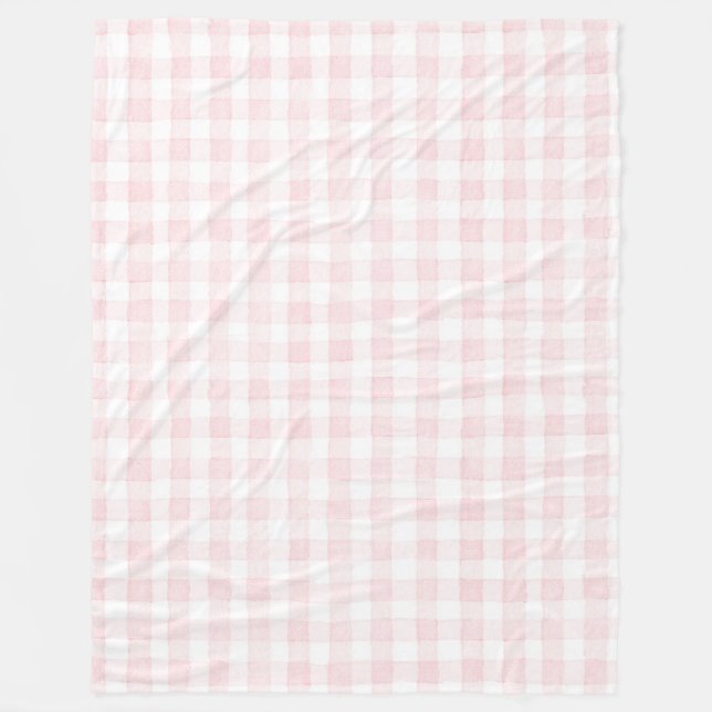 Rosa Weiße Karierte Streifen   Fleecedecke (Vorderseite)
