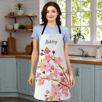 Rosa weiße Kirschblüten Blumen Chic Schürze