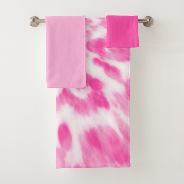 rosa-weiße Krawatte gefärbt Badhandtuch Set (Insitu)