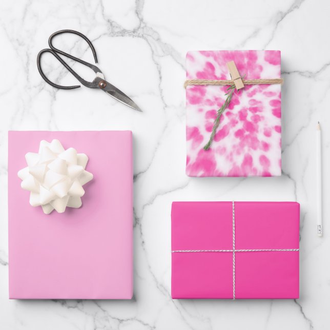 rosa-weiße Krawatte gefärbt Geschenkpapier Set (Vorderseite)